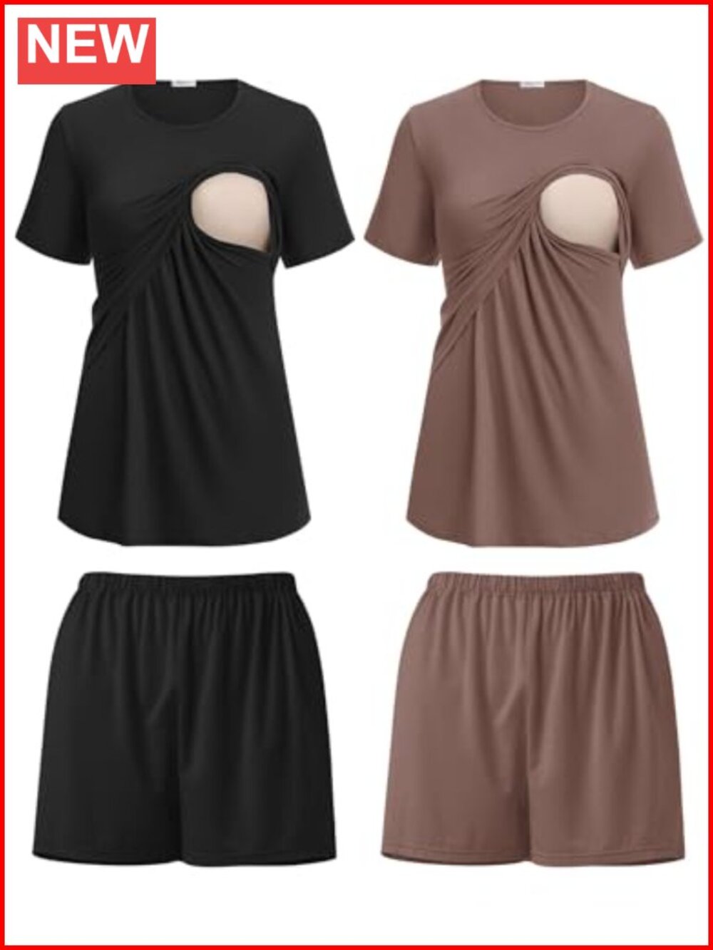 2 Pack Nursing Pajama Set Postpartum Breastfeeding Sleepwear Adjustable